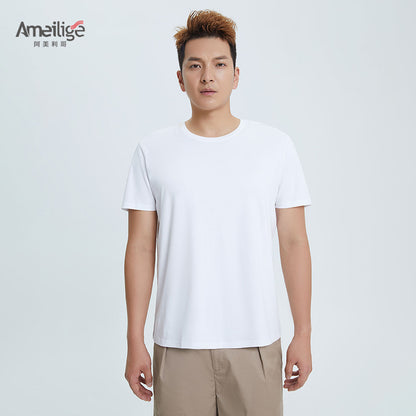 Round Neck Pure Cotton T-shirt Men's Top Base Shirt