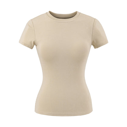 Round-neck short-sleeved high-waist shorts