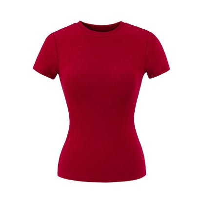 Round-neck short-sleeved high-waist shorts