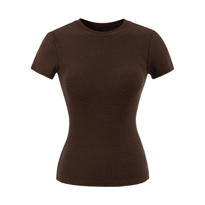 Round-neck short-sleeved high-waist shorts