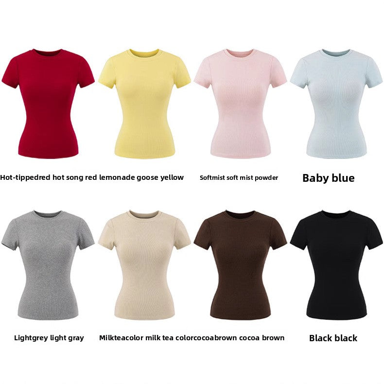 Round-neck short-sleeved high-waist shorts