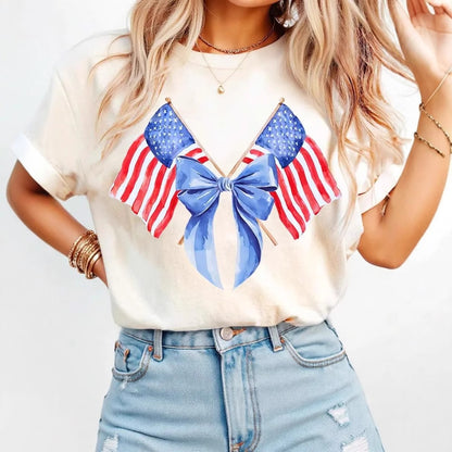 Round-neck short-sleeved printed T-shirt