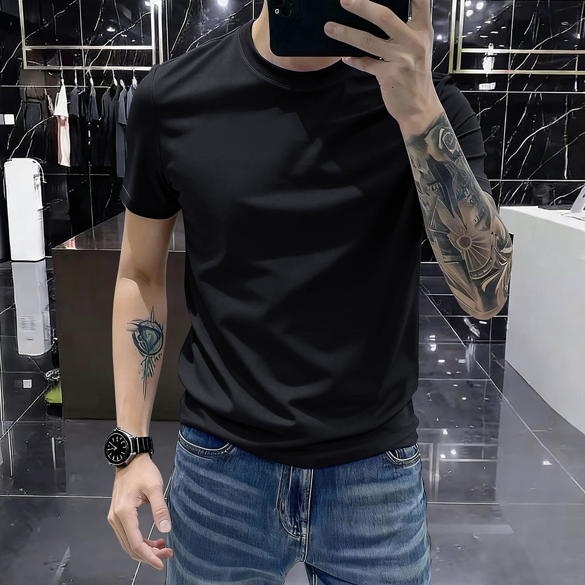 Round-neck short sleeves