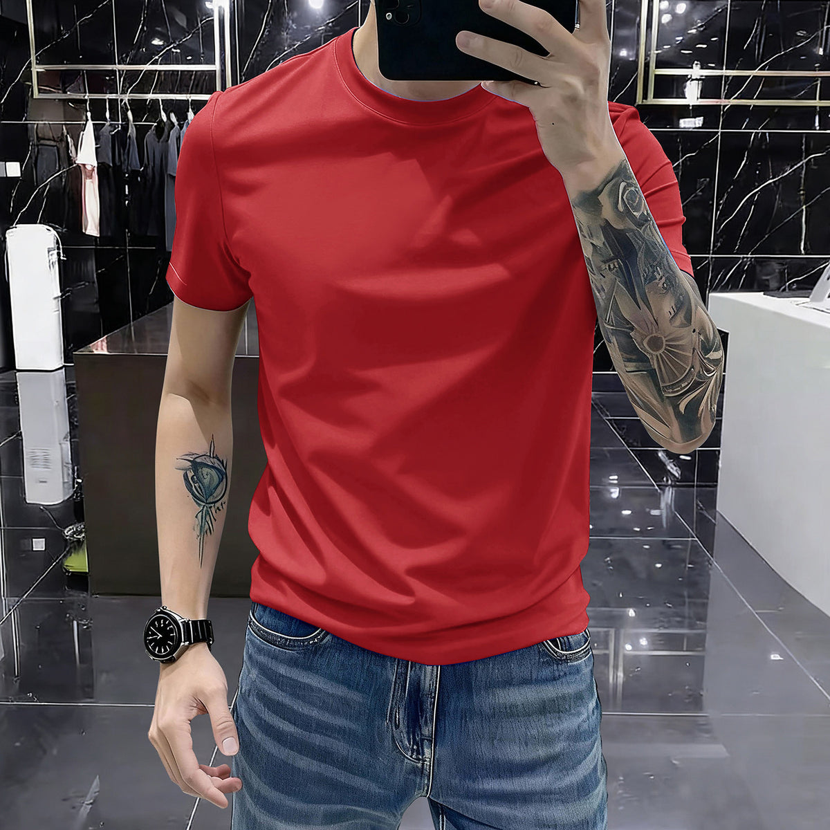 Round-neck short sleeves