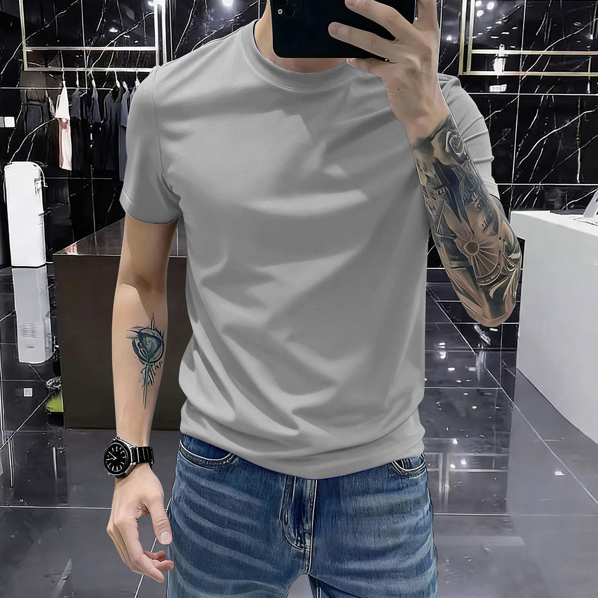 Round-neck short sleeves