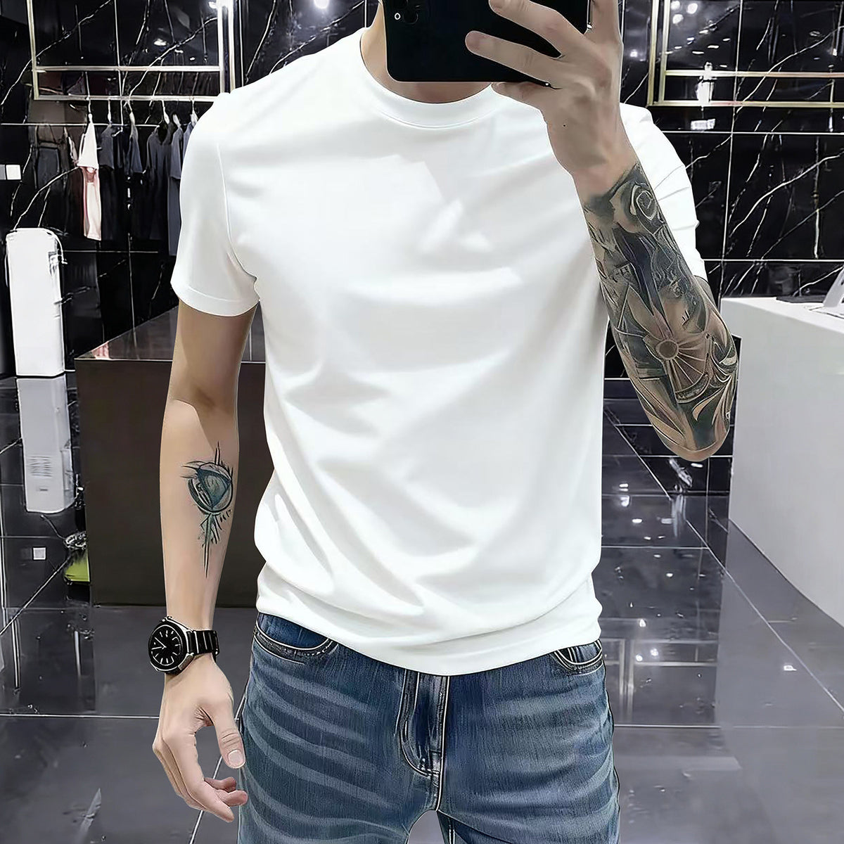 Round-neck short sleeves