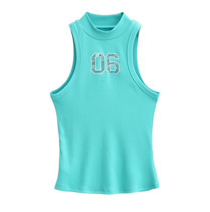 round-neck sleeveless vest and shorts set