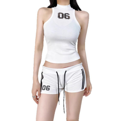 round-neck sleeveless vest and shorts set