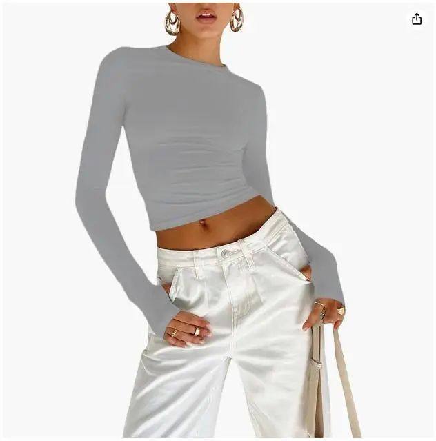 Round-neck solid-color T-shirt