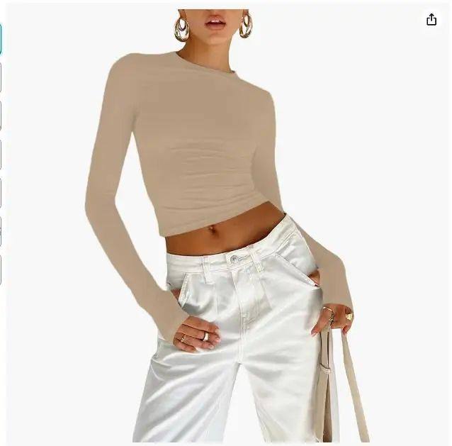 Round-neck solid-color T-shirt