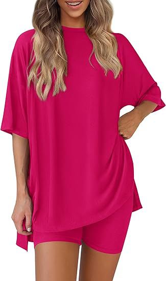 round neck split loose shorts short sleeve home clothes