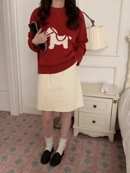 Round-neck wool sweater