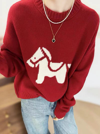 Round-neck wool sweater