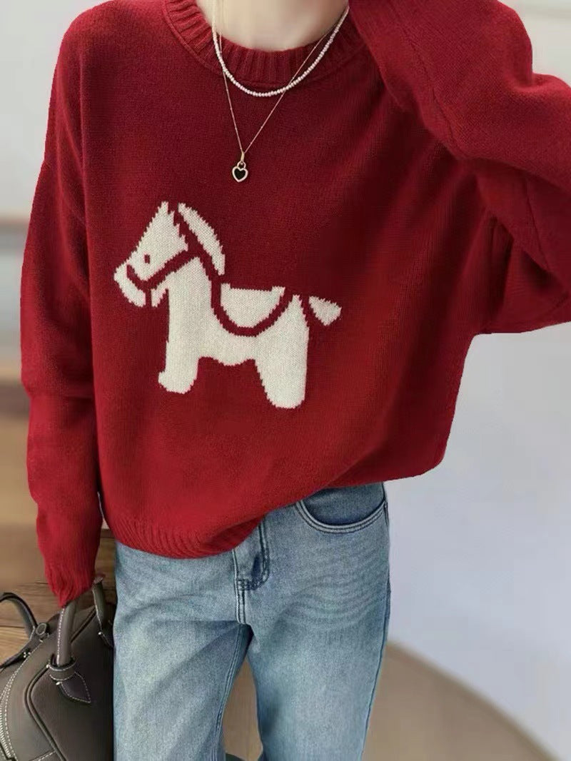 Round-neck wool sweater