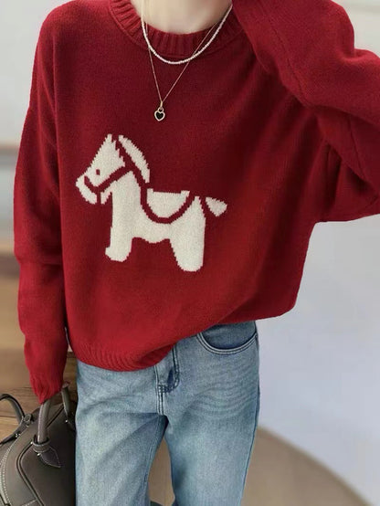 Round-neck wool sweater