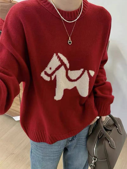 Round-neck wool sweater
