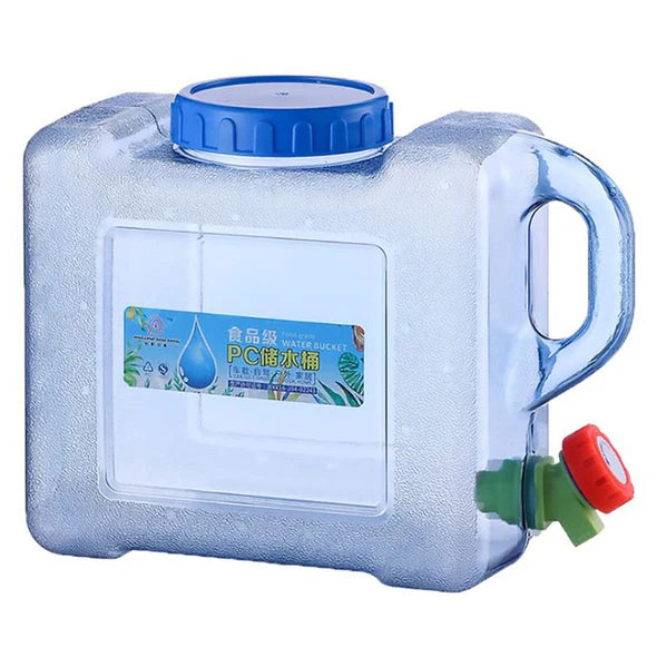 Round outdoor water bucket with a spout