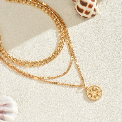 Round Pendant Layered Necklace
