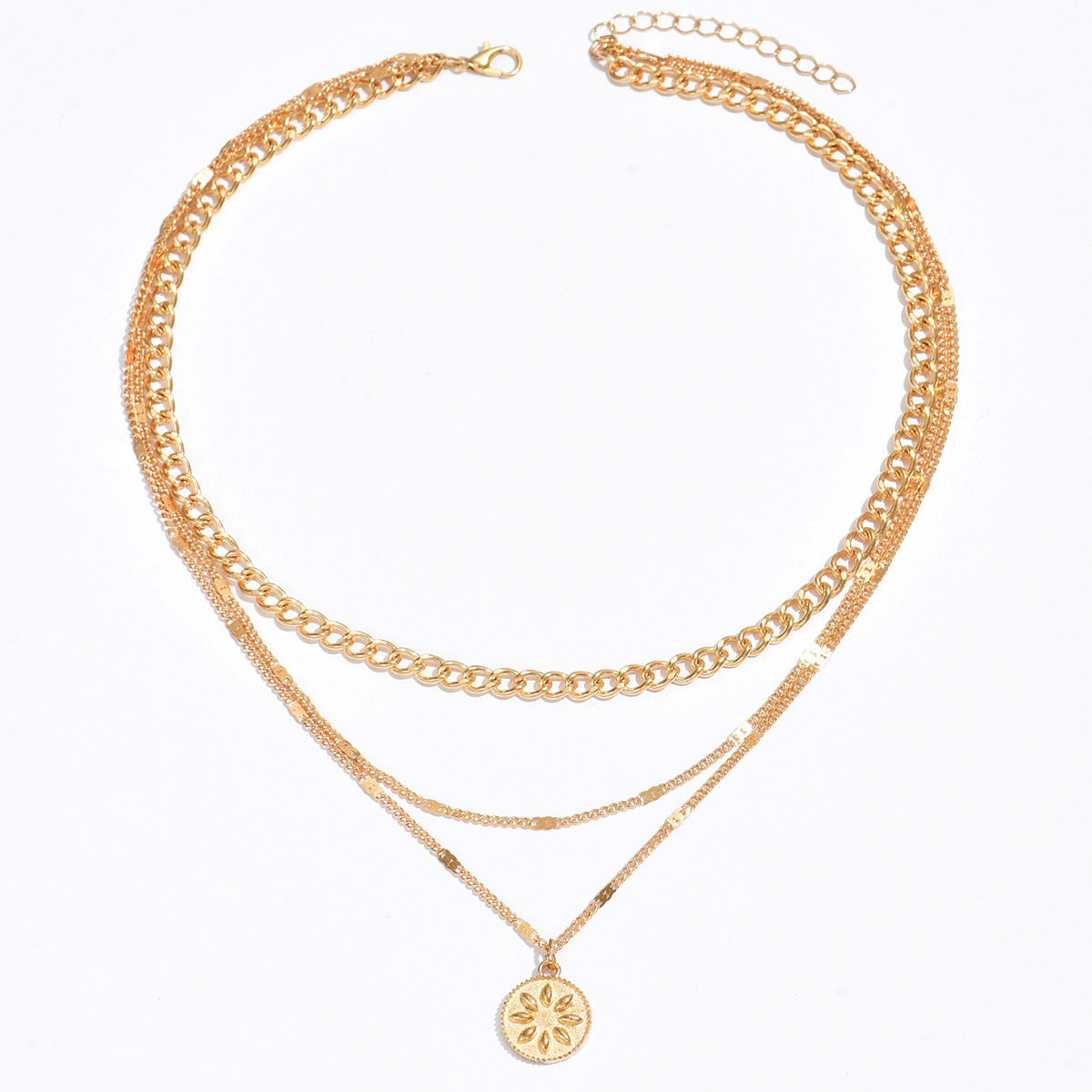 Round Pendant Layered Necklace