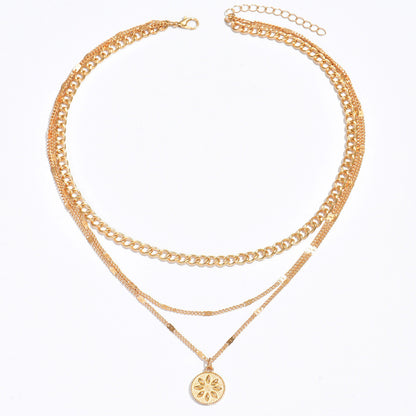 Round Pendant Layered Necklace