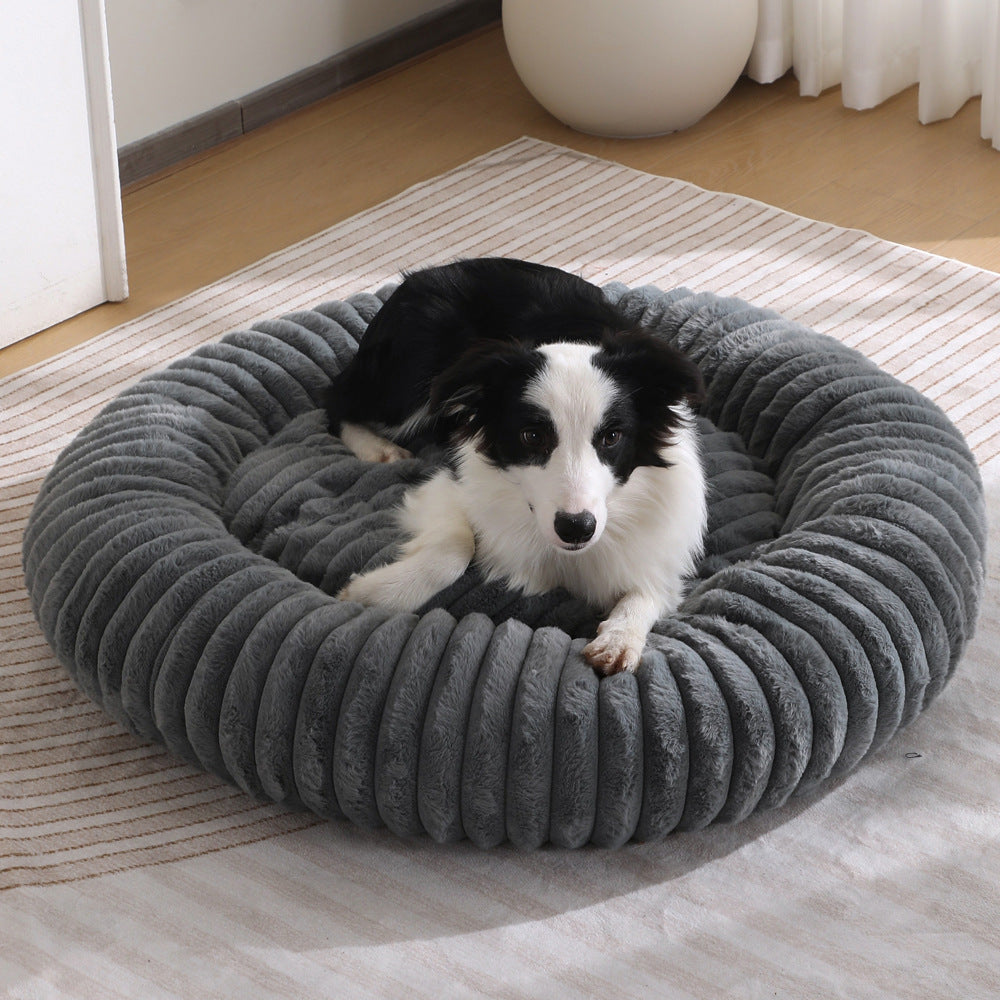 Round Plush Pet Bed Donut Cushion