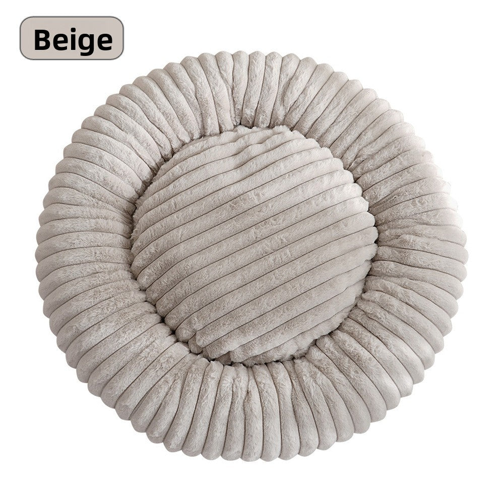Round Plush Pet Bed Donut Cushion