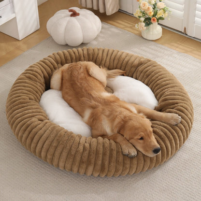 Round Plush Pet Bed Donut Cushion