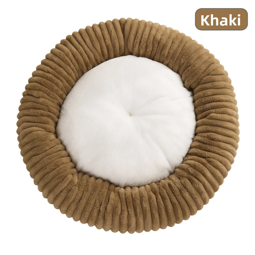 Round Plush Pet Bed Donut Cushion