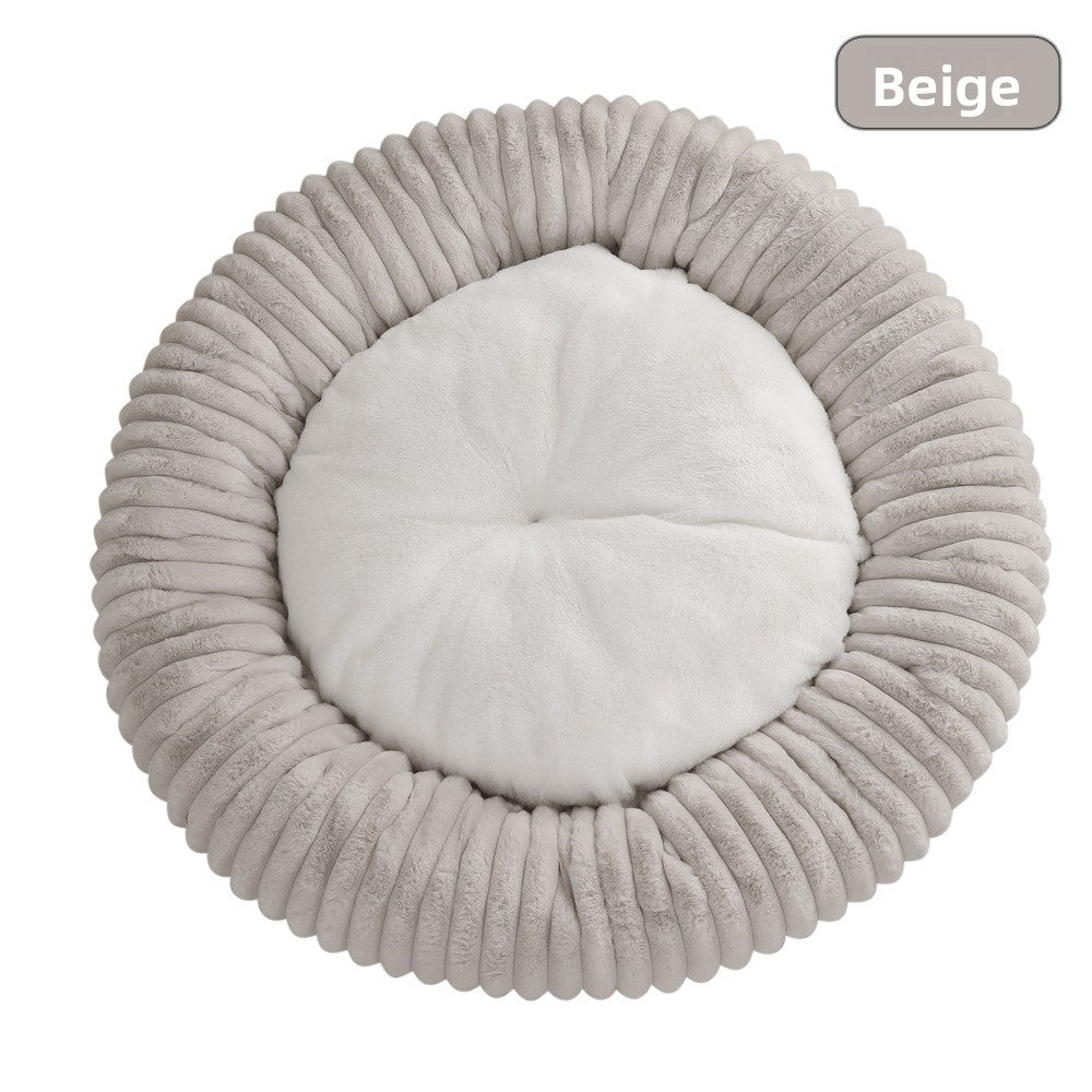 Round Plush Pet Bed Donut Cushion
