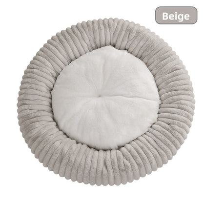 Round Plush Pet Bed Donut Cushion