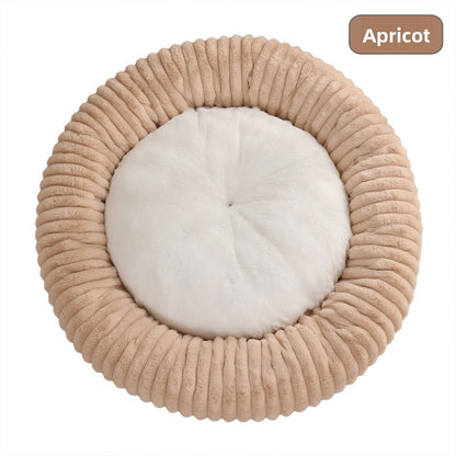 Round Plush Pet Bed Donut Cushion