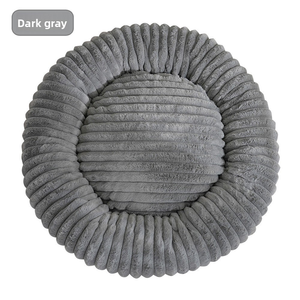 Round Plush Pet Bed Donut Cushion