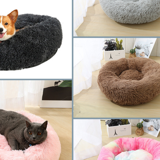 Round Plush Pet Bed Washable Donut Dog Bed