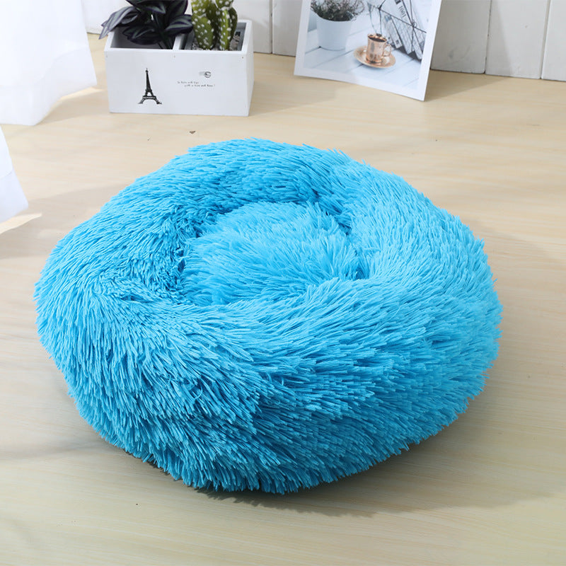 Round Plush Pet Bed Washable Donut Dog Bed