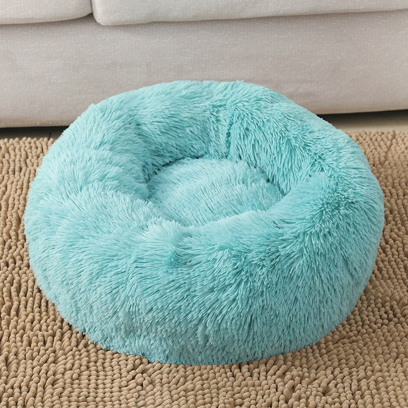 Round Plush Pet Bed Washable Donut Dog Bed