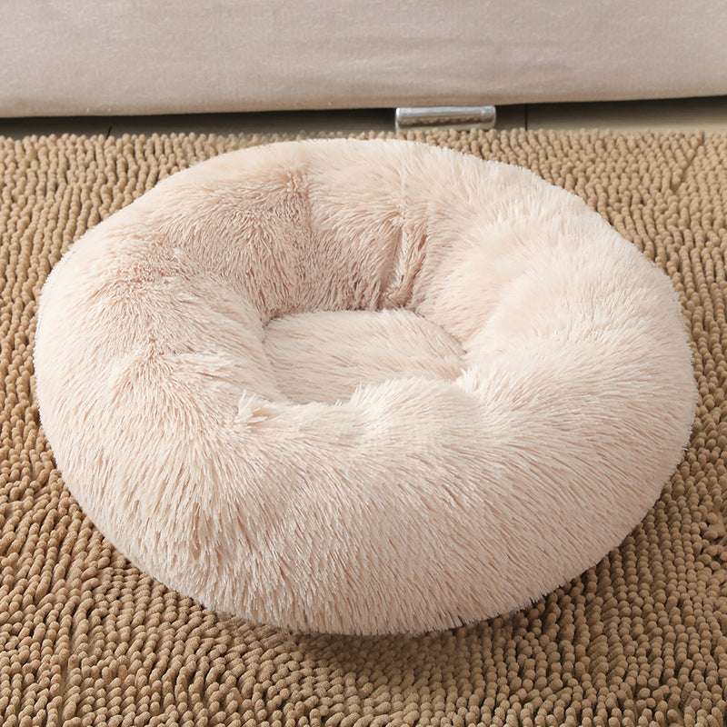 Round Plush Pet Bed Washable Donut Dog Bed