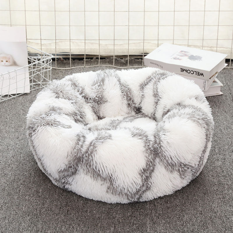 Round Plush Pet Bed Washable Donut Dog Bed