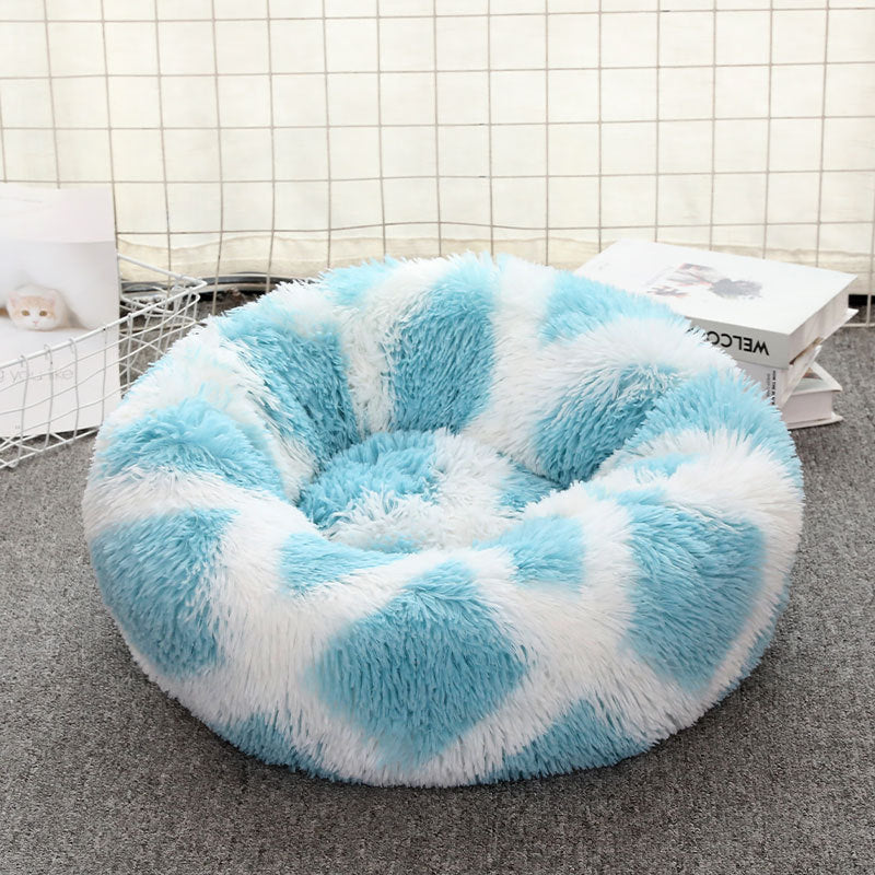 Round Plush Pet Bed Washable Donut Dog Bed