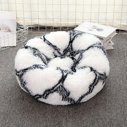 Round Plush Pet Bed Washable Donut Dog Bed