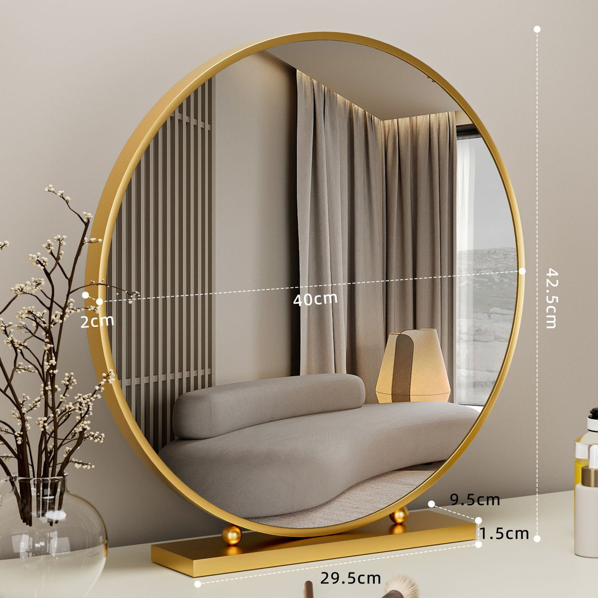 Round Smart Vanity Mirror with Dimmable Lighting