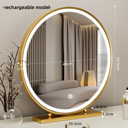 Round Smart Vanity Mirror with Dimmable Lighting
