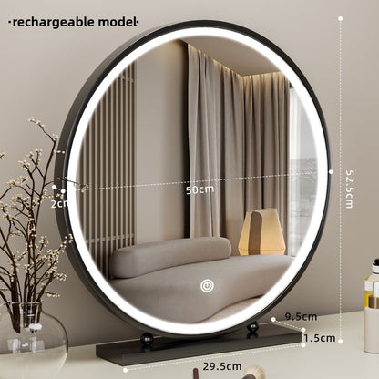 Round Smart Vanity Mirror with Dimmable Lighting