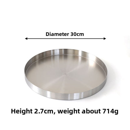 Round Storage Tray Silver Metal Organizer Plate