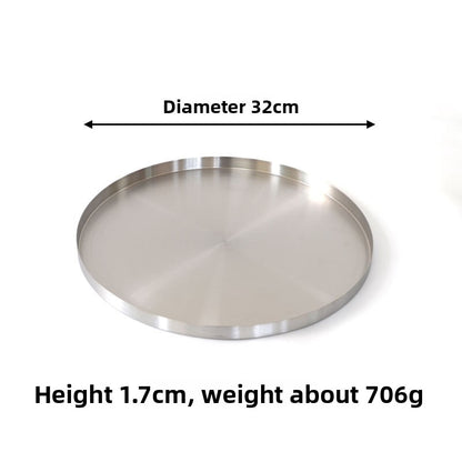 Round Storage Tray Silver Metal Organizer Plate
