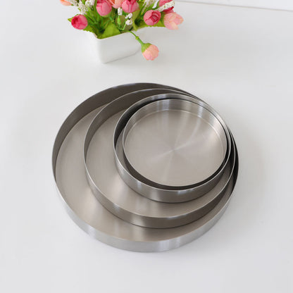 Round Storage Tray Silver Metal Organizer Plate