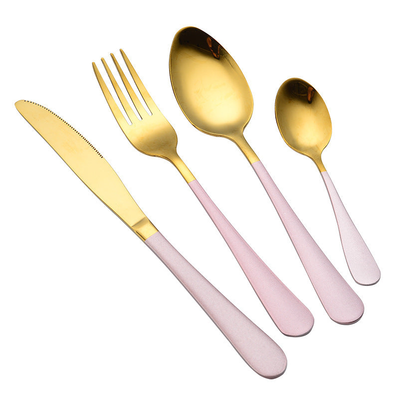 Round-tipped knife, fork and spoon set of four pieces