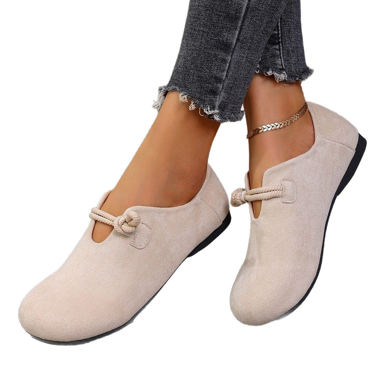 Round-toe all-in-one flat shoes