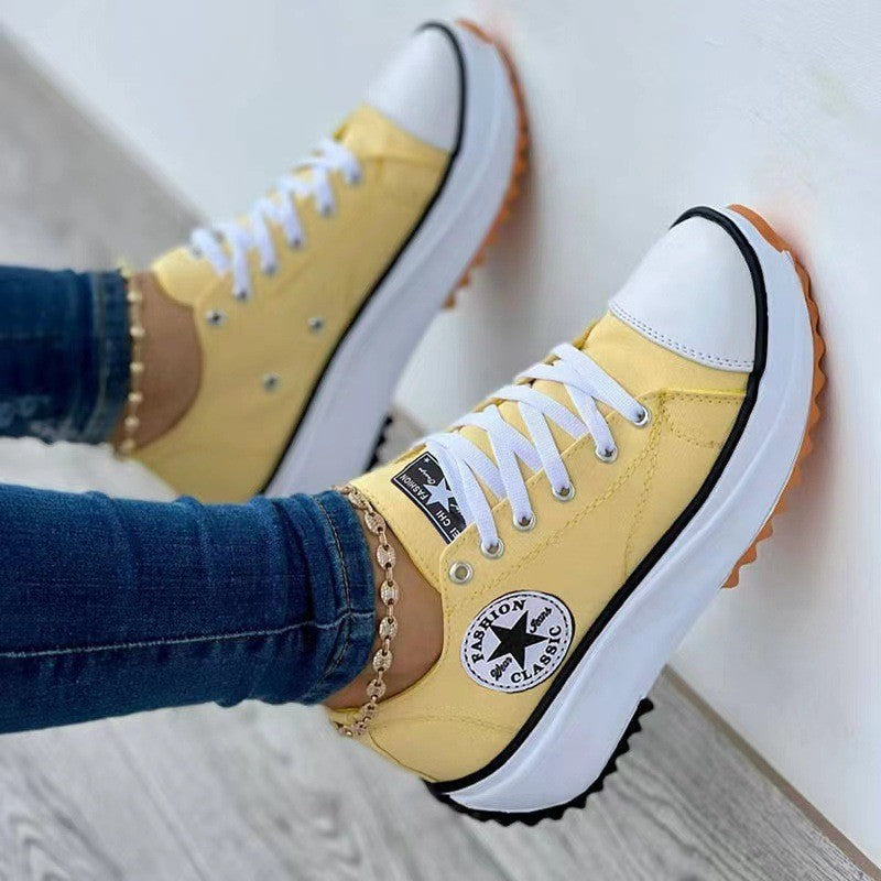 Round Toe Canvas Platform Shoes