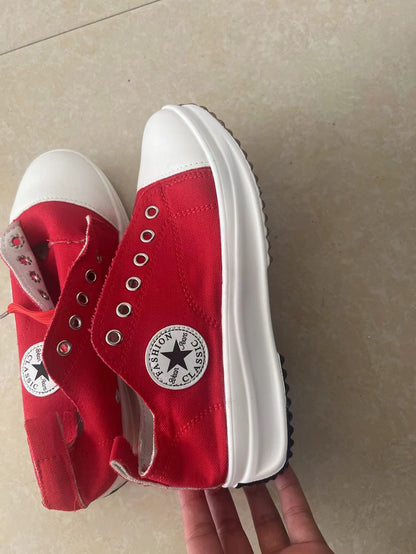 Round Toe Canvas Platform Shoes