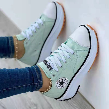 Round Toe Canvas Platform Shoes